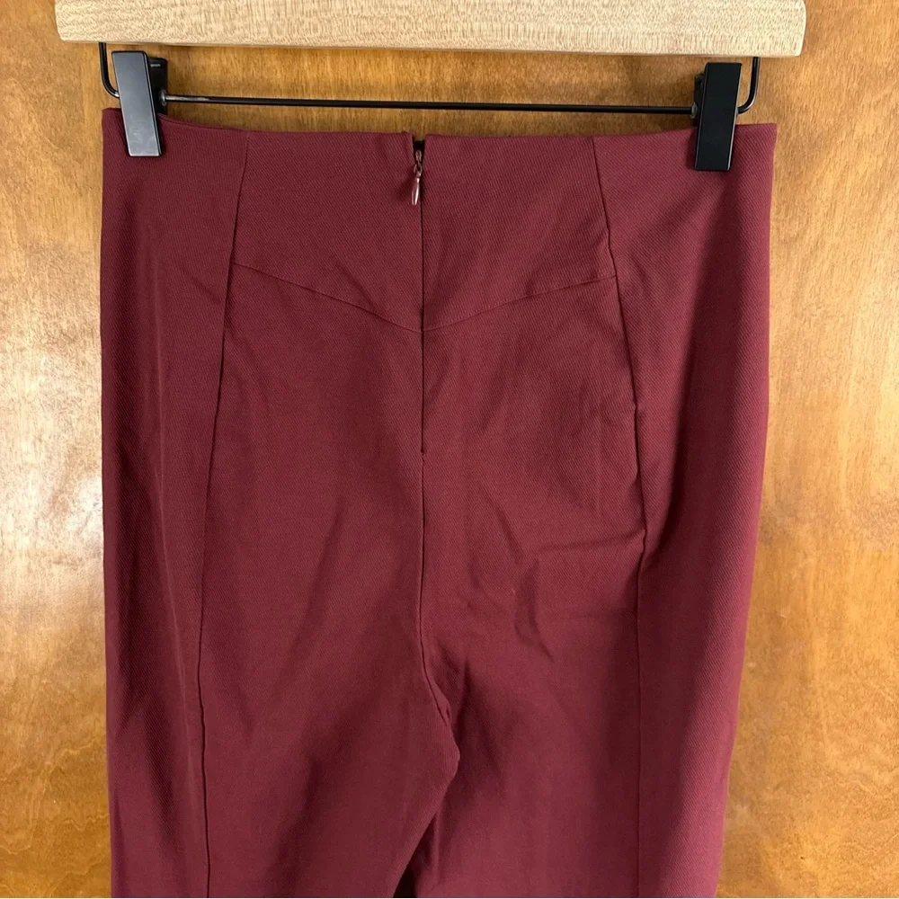 Free People Real Deal High Rise Slit Flare Pants Burgundy 70s Hippie Disco Boho